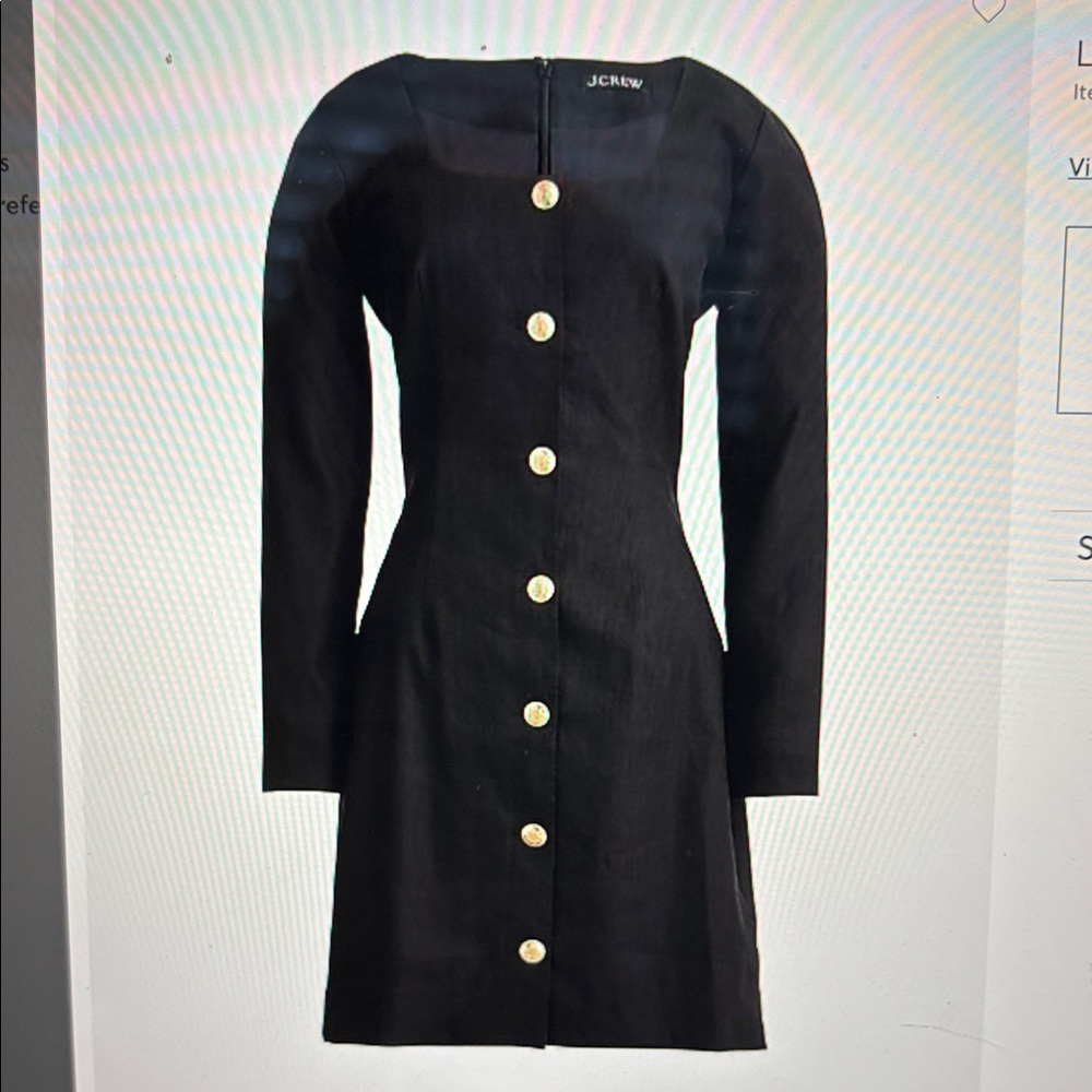 Elegant Black Women's dress by J Crew with Gold buttons. New with tag. Lined